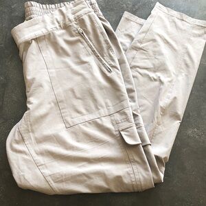 Athleta Khaki Straight Leg Cargo Pants, 16 Tall